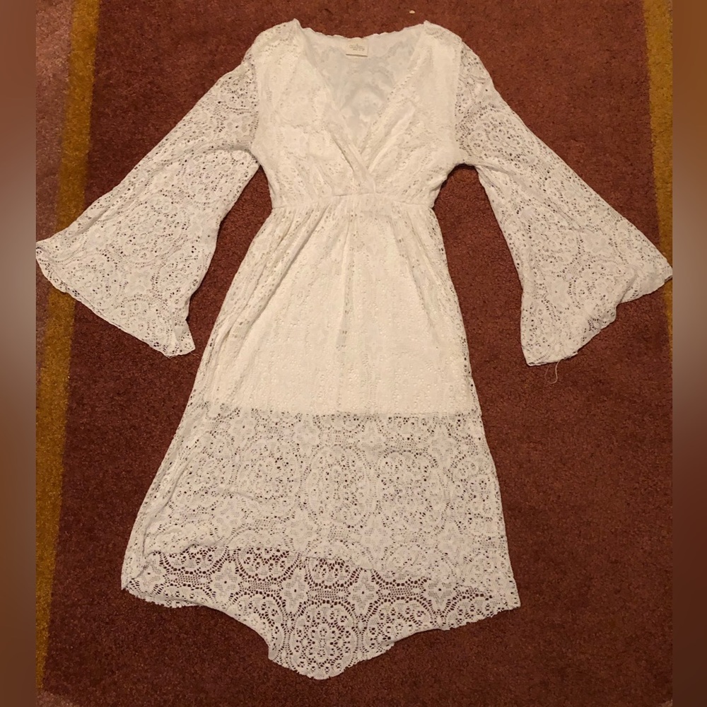 White Lace High Low Dress